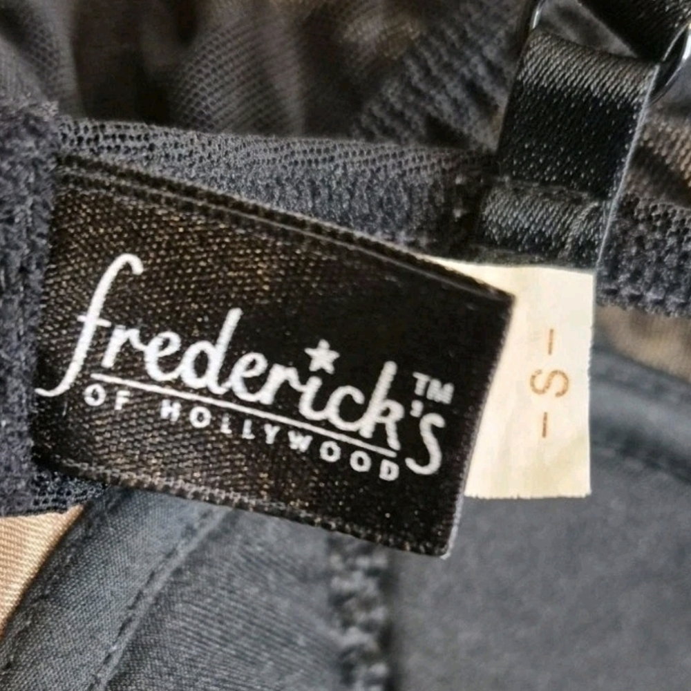 XS/S Vtg Frederick's of Hollywood Black & Gold Mesh Chemise Nightie Dress - Picture 7 of 12